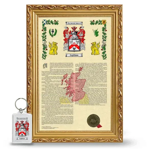 Eagleham Framed Armorial History and Keychain - Gold