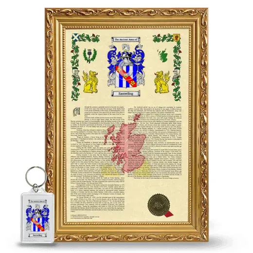 Easterling Framed Armorial History and Keychain - Gold