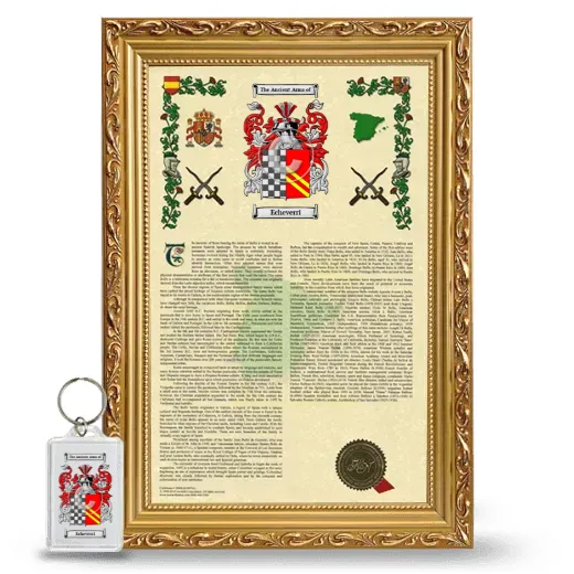 Echeverri Framed Armorial History and Keychain - Gold