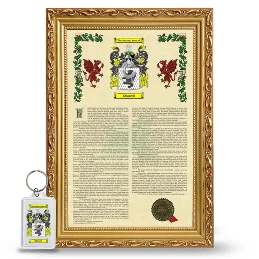 Edwards Framed Armorial History and Keychain - Gold
