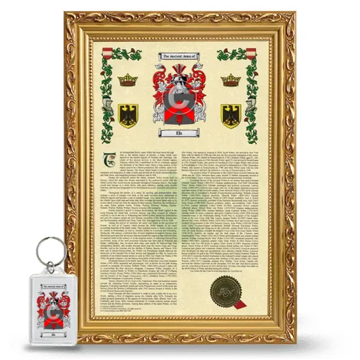 Els Framed Armorial History and Keychain - Gold