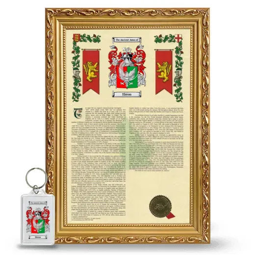 Elston Framed Armorial History and Keychain - Gold