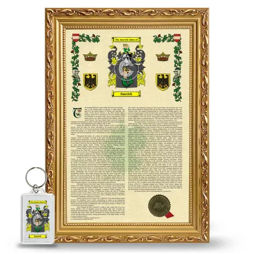 Emerick Framed Armorial History and Keychain - Gold