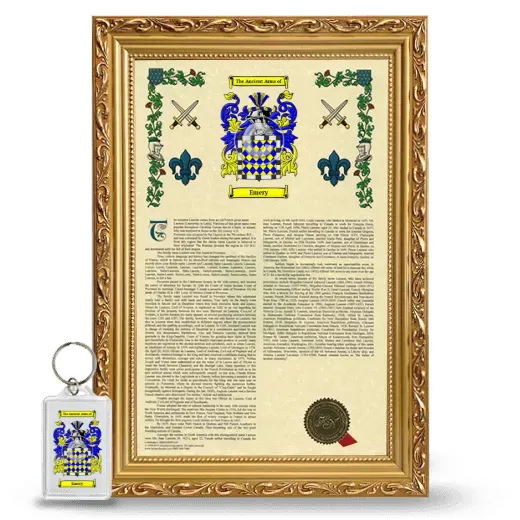 Emery Framed Armorial History and Keychain - Gold