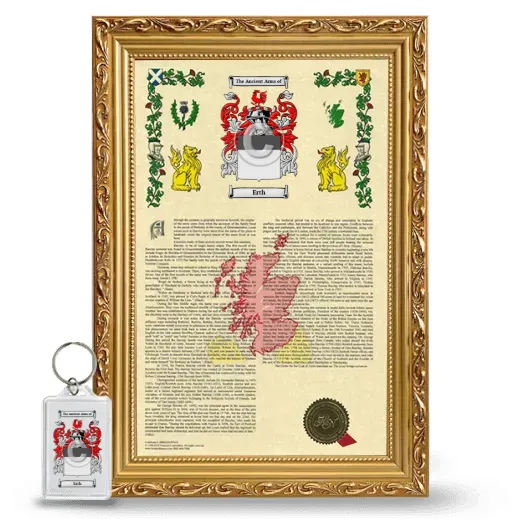 Erth Framed Armorial History and Keychain - Gold