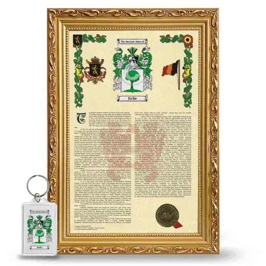 Esche Framed Armorial History and Keychain - Gold