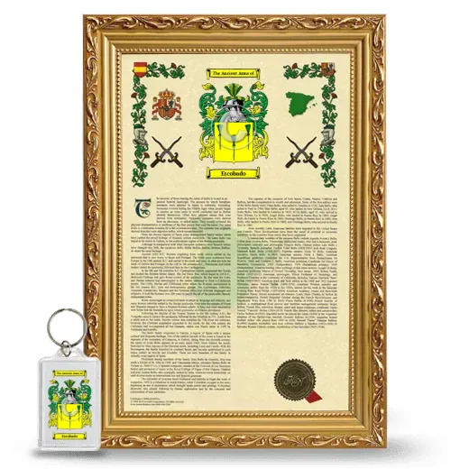 Escobado Framed Armorial History and Keychain - Gold