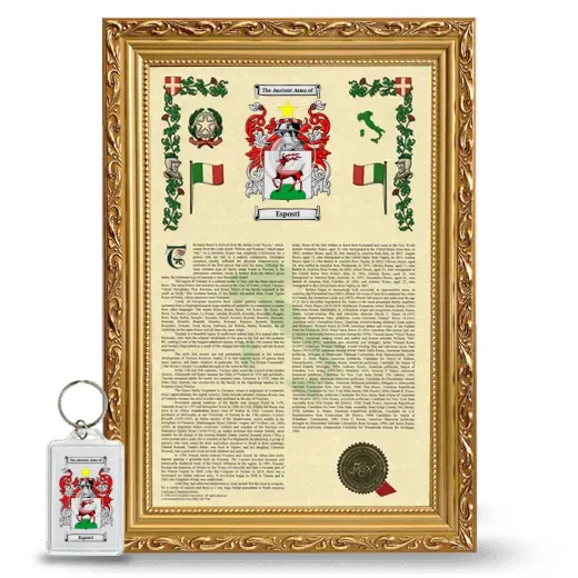 Esposti Framed Armorial History and Keychain - Gold