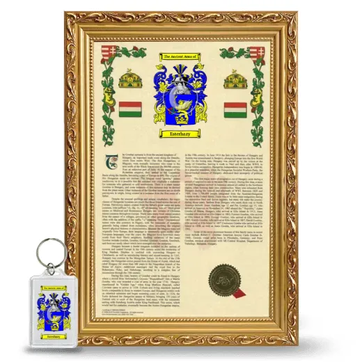 Esterhazy Framed Armorial History and Keychain - Gold