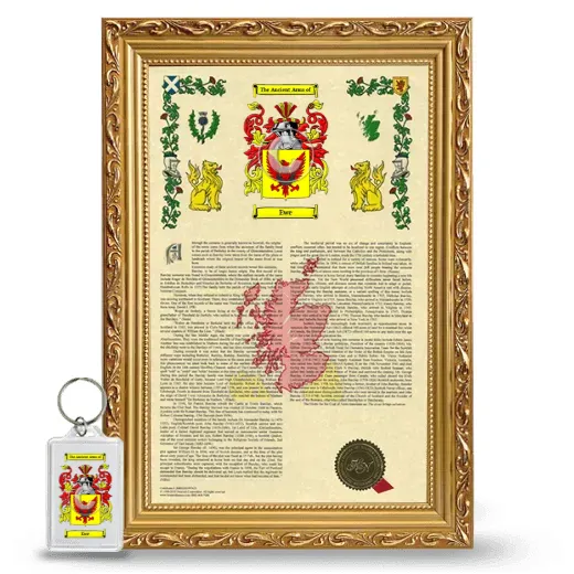 Ewe Framed Armorial History and Keychain - Gold