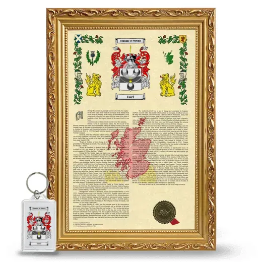 Ewel Framed Armorial History and Keychain - Gold