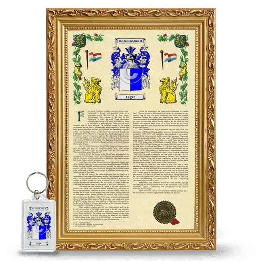 Faget Framed Armorial History and Keychain - Gold