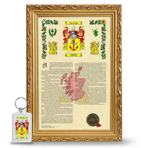 Fairhall Framed Armorial History and Keychain - Gold