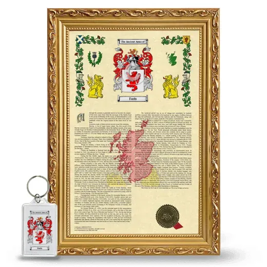 Faris Framed Armorial History and Keychain - Gold