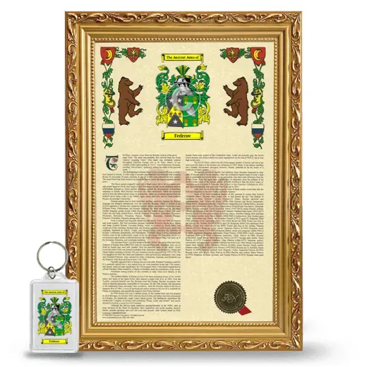Federov Framed Armorial History and Keychain - Gold