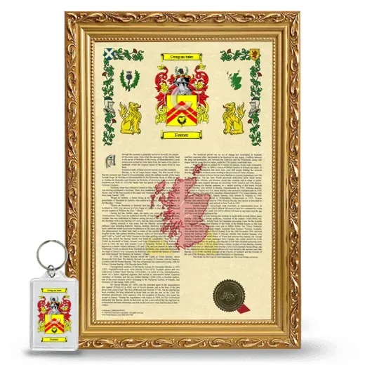 Feeter Framed Armorial History and Keychain - Gold