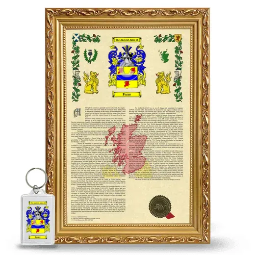 Ferny Framed Armorial History and Keychain - Gold