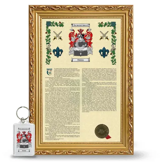 Ferran Framed Armorial History and Keychain - Gold