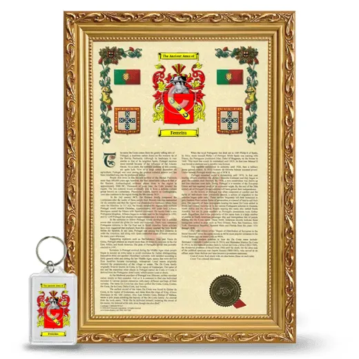 Ferreira Framed Armorial History and Keychain - Gold
