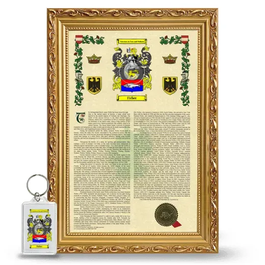 Ficher Framed Armorial History and Keychain - Gold