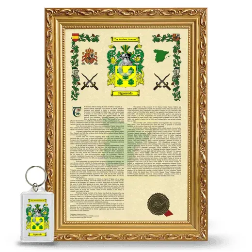 Figueredo Framed Armorial History and Keychain - Gold