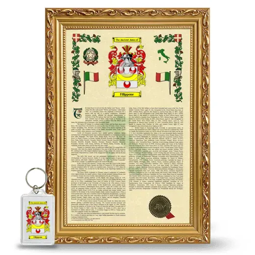 Filippone Framed Armorial History and Keychain - Gold