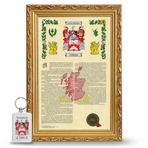 Flemming Framed Armorial History and Keychain - Gold