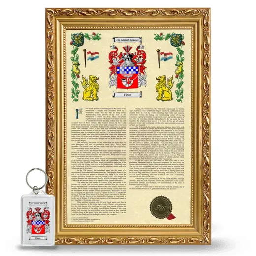 Fleur Framed Armorial History and Keychain - Gold