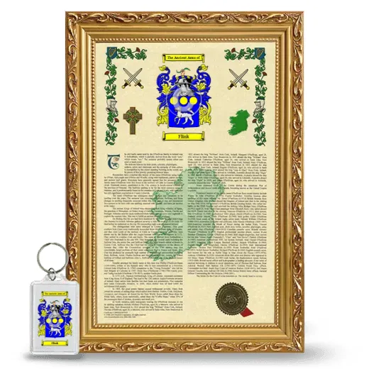Flink Framed Armorial History and Keychain - Gold