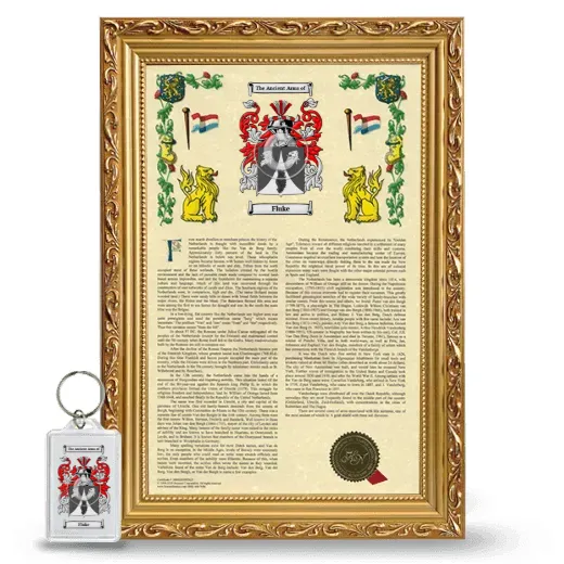 Fluke Framed Armorial History and Keychain - Gold
