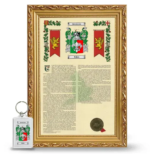 Fokes Framed Armorial History and Keychain - Gold