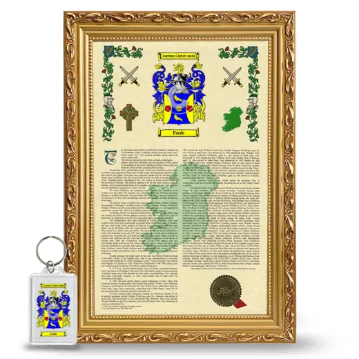 Forde Framed Armorial History and Keychain - Gold