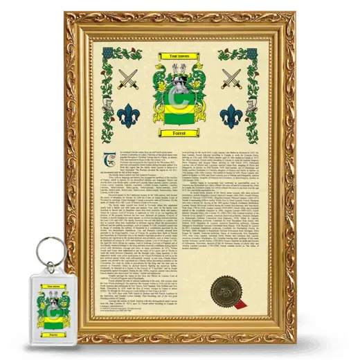 Forest Framed Armorial History and Keychain - Gold