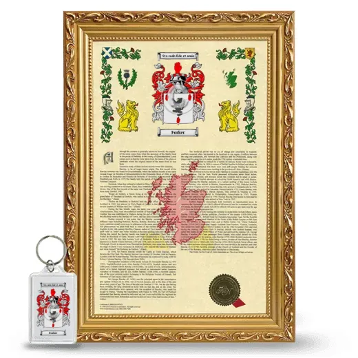 Forker Framed Armorial History and Keychain - Gold