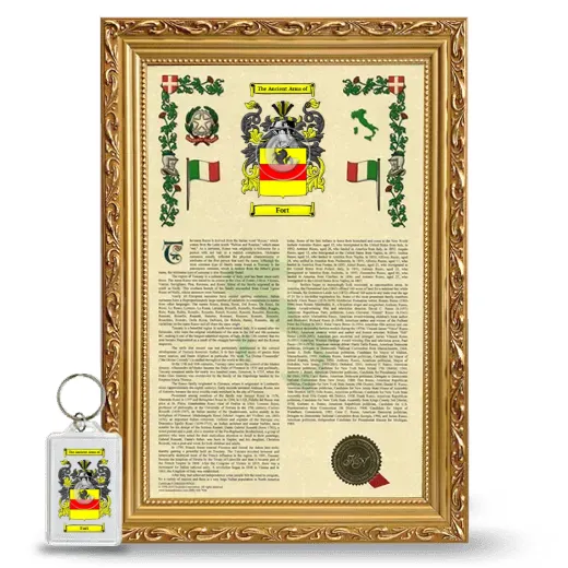 Fort Framed Armorial History and Keychain - Gold
