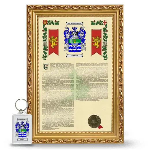 Fosdick Framed Armorial History and Keychain - Gold