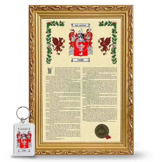 Foulke Framed Armorial History and Keychain - Gold