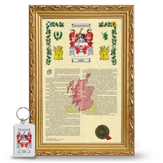 Fourie Framed Armorial History and Keychain - Gold