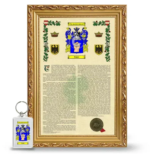 Foust Framed Armorial History and Keychain - Gold