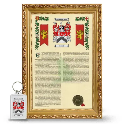 Fowell Framed Armorial History and Keychain - Gold