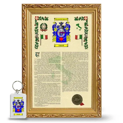 Frizzell Framed Armorial History and Keychain - Gold