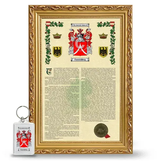 Furstenberg Framed Armorial History and Keychain - Gold