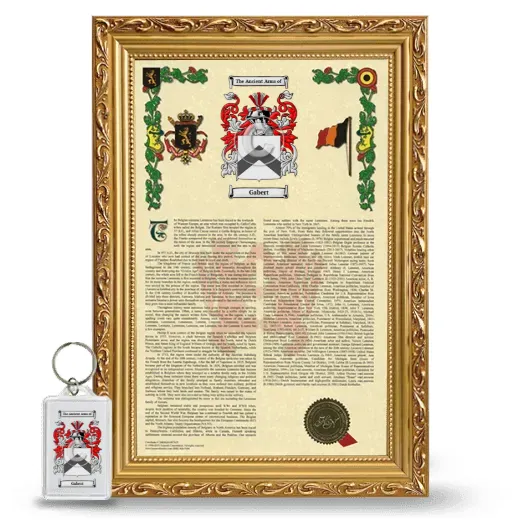 Gabert Framed Armorial History and Keychain - Gold