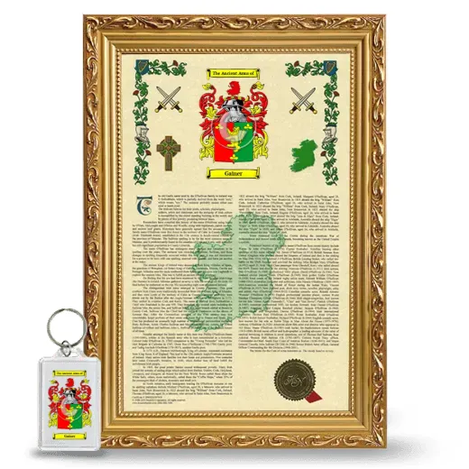 Gainer Framed Armorial History and Keychain - Gold