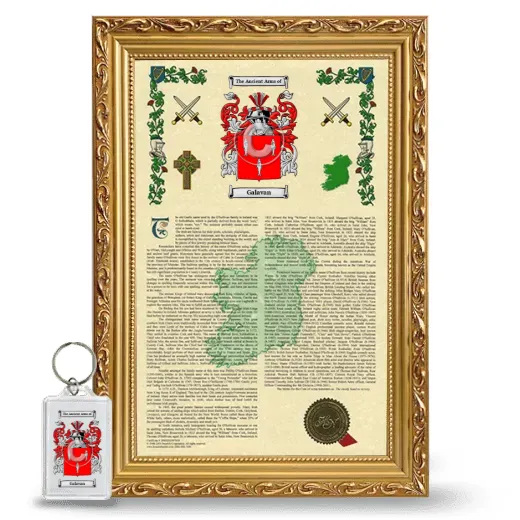Galavan Framed Armorial History and Keychain - Gold