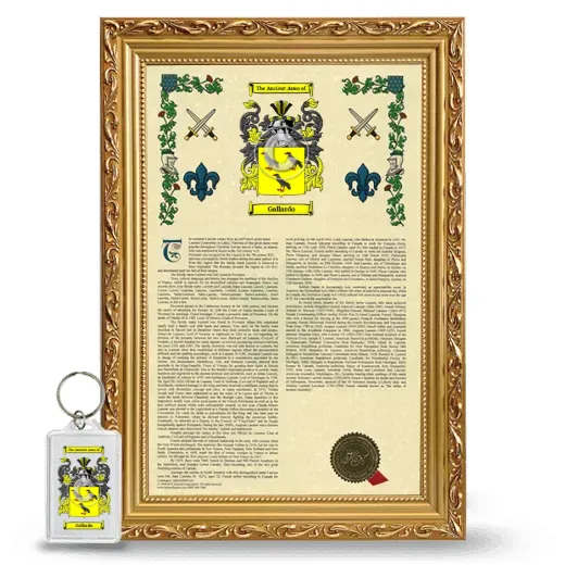 Gallardo Framed Armorial History and Keychain - Gold