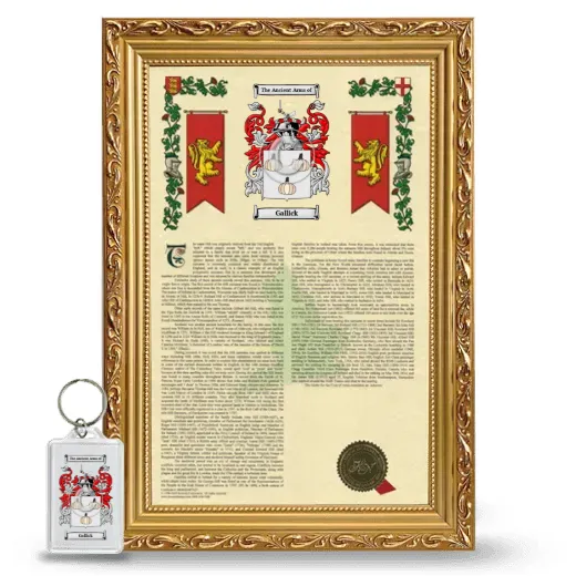 Gallick Framed Armorial History and Keychain - Gold