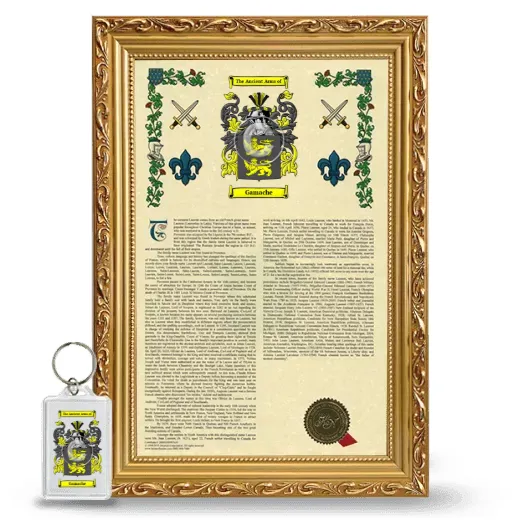 Gamache Framed Armorial History and Keychain - Gold