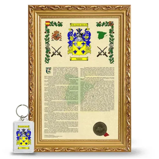 Gamez Framed Armorial History and Keychain - Gold