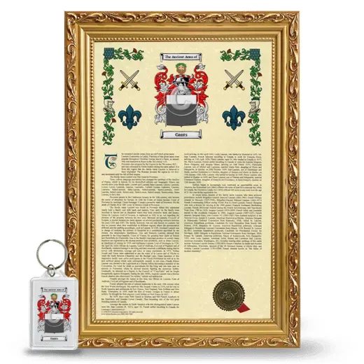 Gants Framed Armorial History and Keychain - Gold